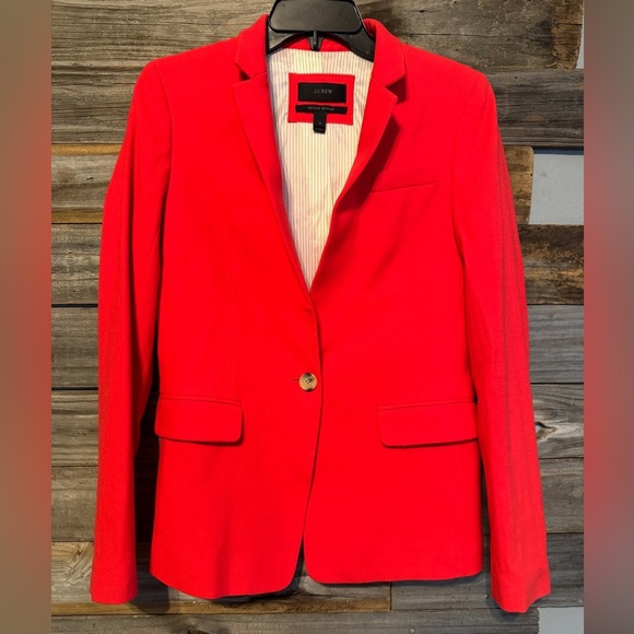 J. Crew Women's Orange Red Regent 98% Wool Stretch Lined Blazer Jacket Size 4 - Picture 2 of 7